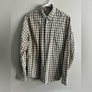 J‎ Crew Shirt Mens Medium Gray Ivory Check Long Sleeve Button Up Cotton Casual